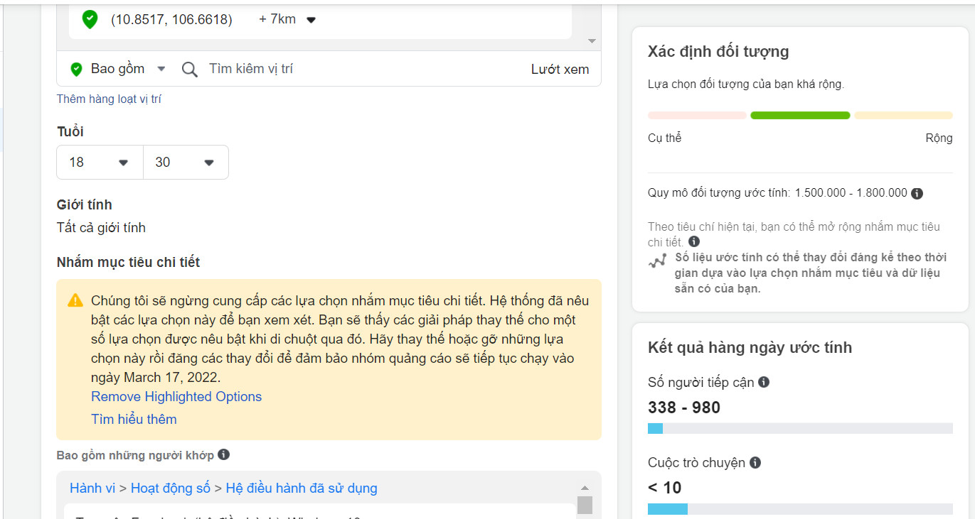 Nhiều sở thích Facebook bị loại bỏ