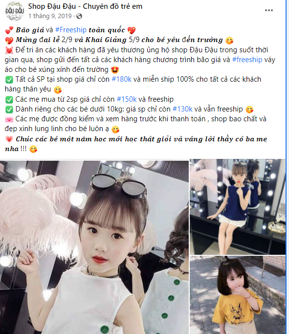 mẫu content bán quần áo trẻ em số 2