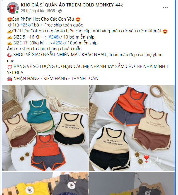mẫu content bán quần áo trẻ em số 3