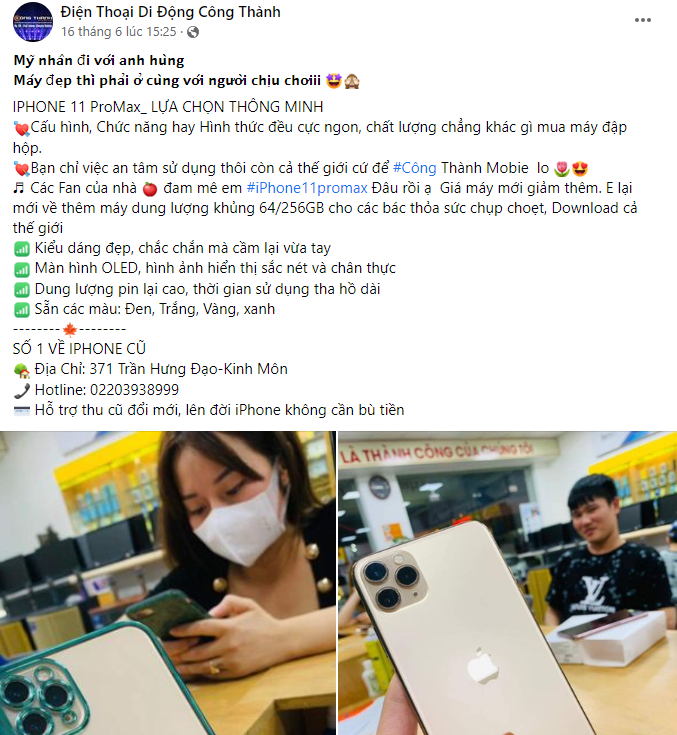 mẫu content bán điện thoại số 1