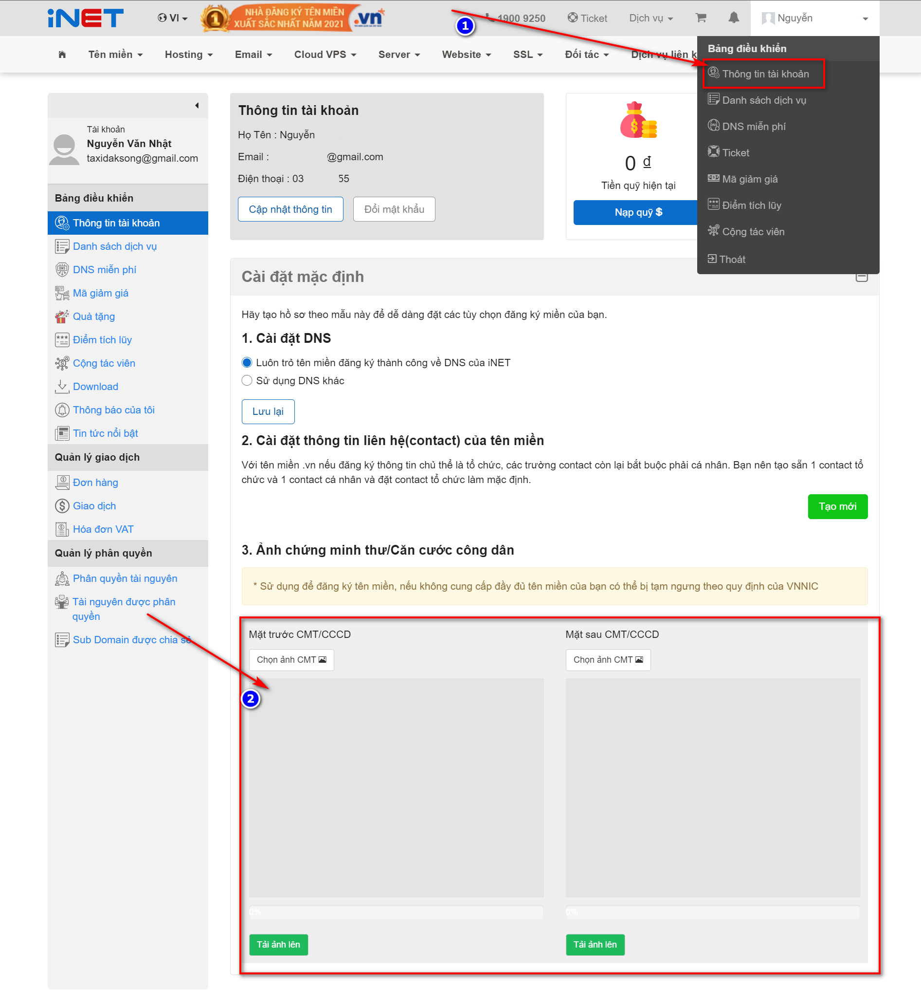 Hướng Dẫn Mua Tên Miền Và Hosting Cực Dễ - Ai Cũng Làm Được 11 Bổ sung thông tin tài khoản tên miền