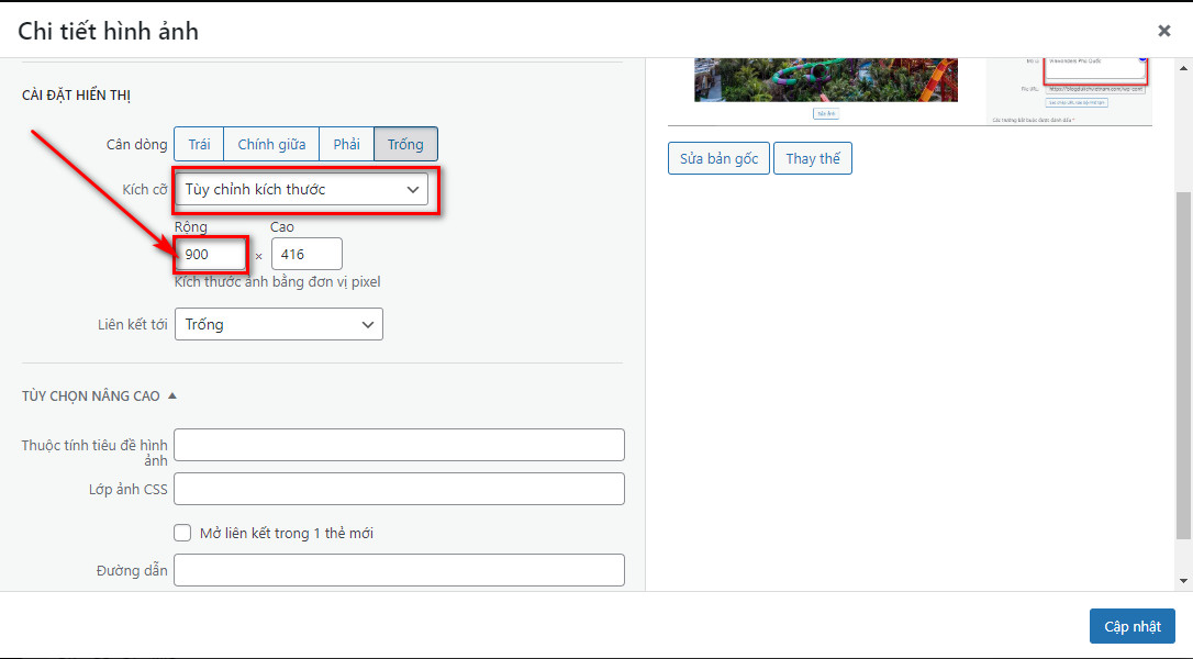 Cách Viết Bài Chuẩn SEO Trên Website Wordpress - Rank Math SEO 10 Tùy chỉnh kích thước hình ảnh ngay trên WordPress