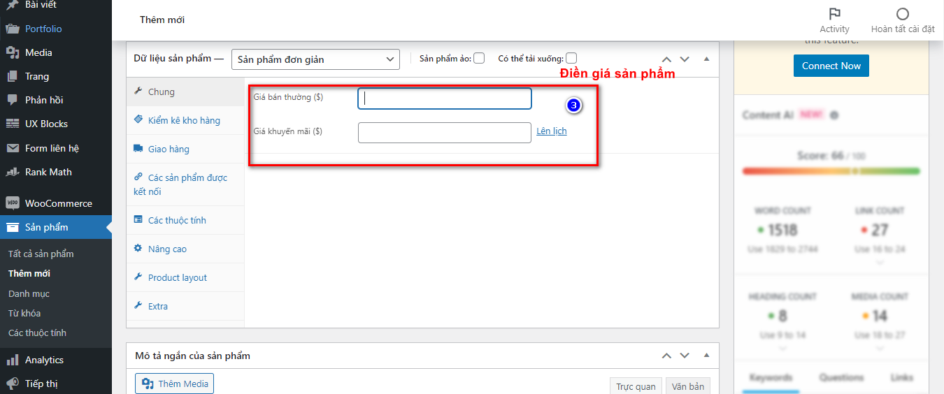 Điền giá sản phẩm