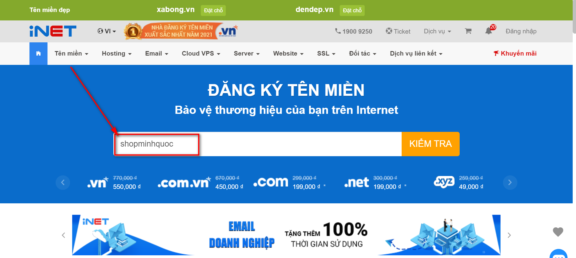 Hướng Dẫn Mua Tên Miền Và Hosting Cực Dễ - Ai Cũng Làm Được 2 Nhập tên miền vào ô tìm kiếm