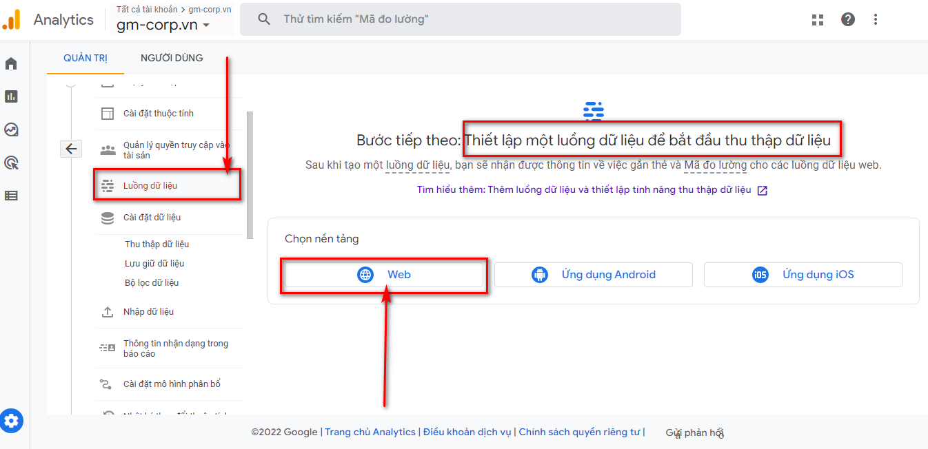 Tạo luồng thu thập dữ liệu cho Website