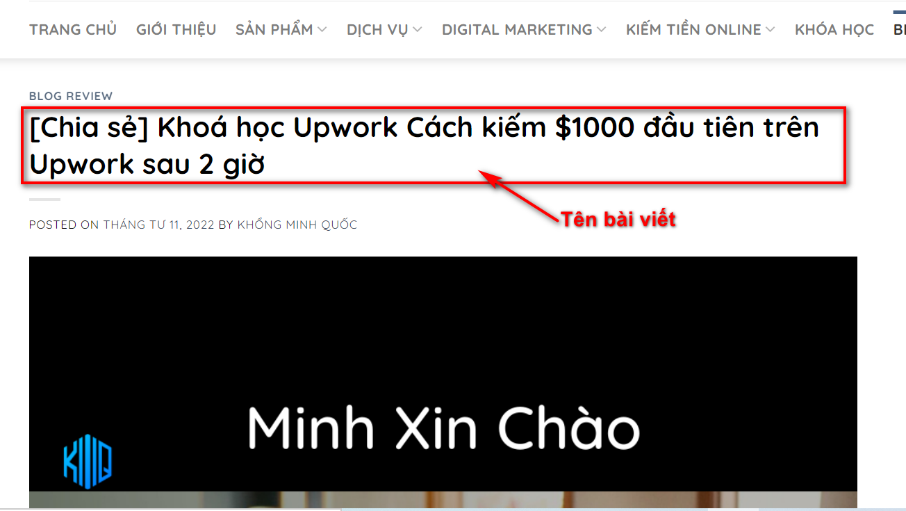 Cách Viết Bài Chuẩn SEO Trên Website Wordpress - Rank Math SEO 3 Tên bài viết