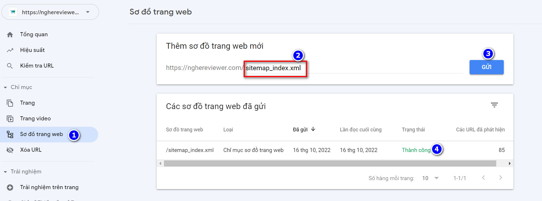 Thêm sơ đồ trang web