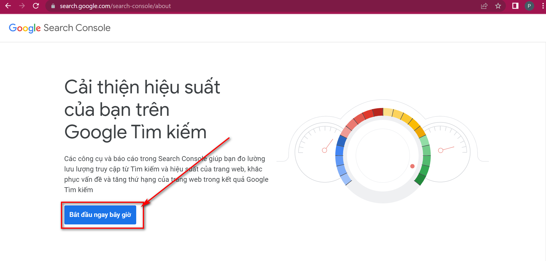 Truy cập Google Search Console