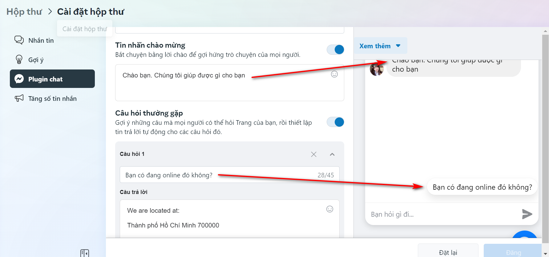 Tùy chỉnh đoạn chat