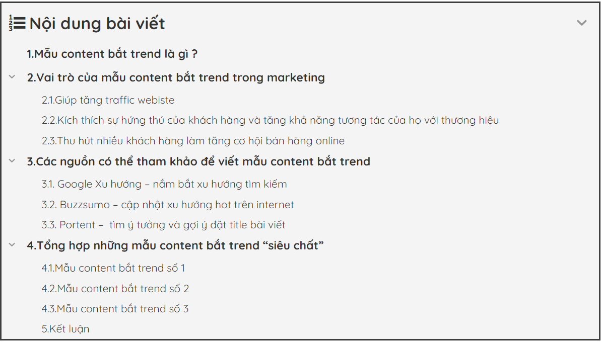 Plugin tạo mục lục trong bài viết