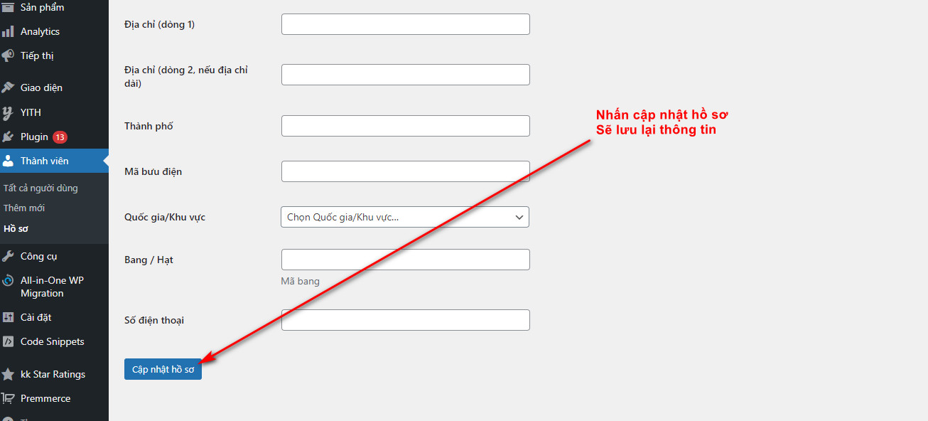 Cách Đổi Avatar Wordpress Thông Qua Gravatar | Để Bình Luận 4 Nhấn cập nhật hồ sơ