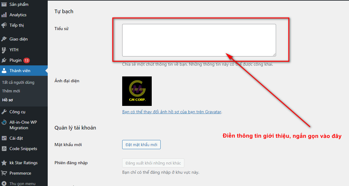 Cách Đổi Avatar Wordpress Thông Qua Gravatar | Để Bình Luận 3 Điền thông tin cá nhân