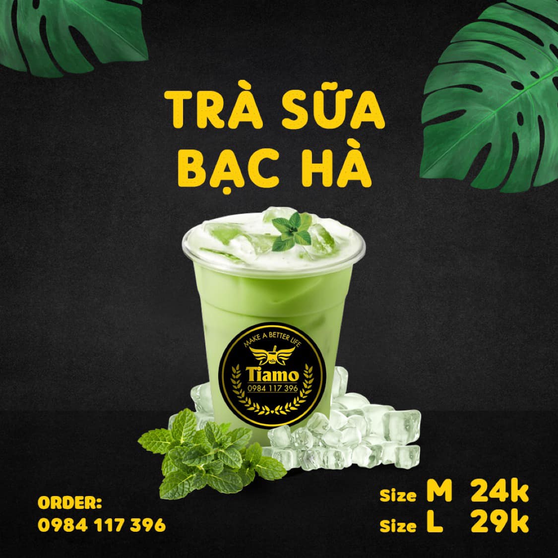 Mẫu content trà sữa - Trà sữa bạc hà Tiamo