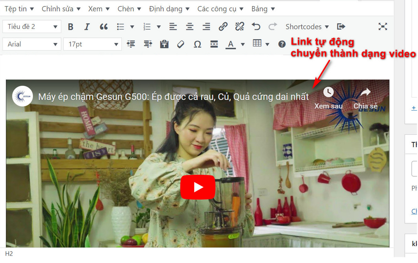 Link tự động chuyển thành dạng video