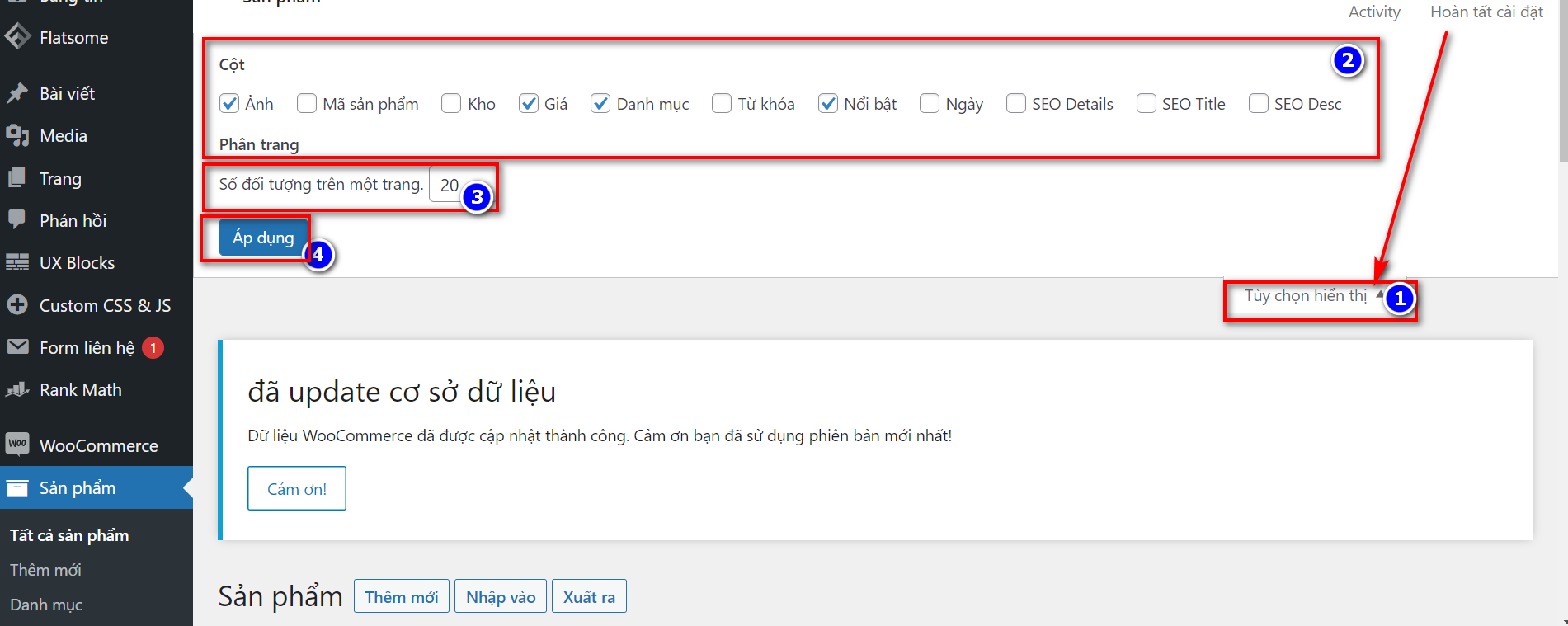 Tùy Chỉnh Cách Hiển Thị Trang Quản Lý Sản Phẩm/ Bài Viết Wordpress 2 Tùy chỉnh cách hiển thị trang sản phẩm WordPress